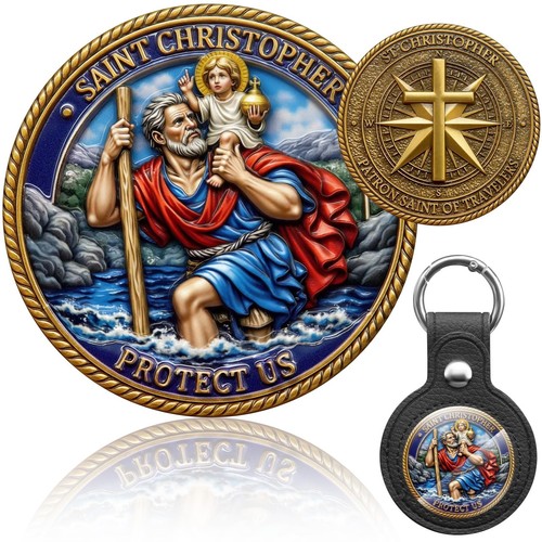 Christopher medal keychain - st,